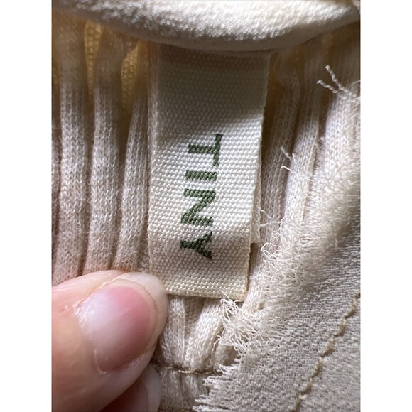 Anthropologie Tiny Ribbed Button Down Sleeveless Top Small Beige Mixed Media - Picture 3 of 9